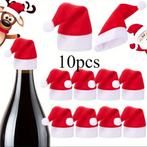 Set di 10 Mini Cappelli di Babbo Natale - Decorazioni Festive per un Natale Magico
