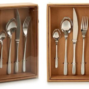 Set posate 16 pezzi in acciaio con coltello forchetta cucchiaio e cucchiaino da te