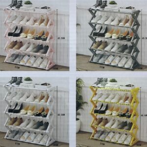 Scarpiera a 5 Ripiani in Legno – Organizzatore Salvaspazio per Scarpe, Stivali e Accessori- col. bianco