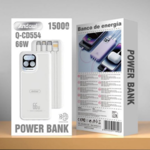 Power Bank Portatile Andowl 15000mAh 66W – Bianco o Nero