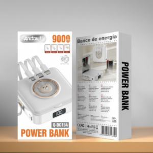 Power Bank Portatile Andowl Q-DC154 9000mAh con Display Digitale e Cavi Integrati