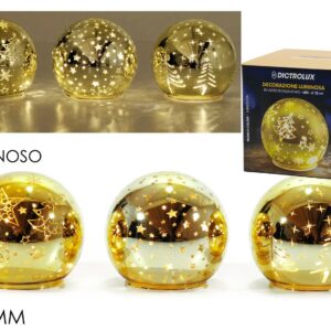 Sfera luminosa LED in vetro bianco caldo diametro 15 cm decorativa