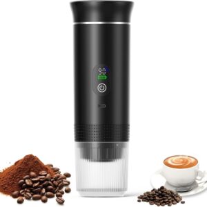 Macchina da Caffè Portatile 3-in-1 Ricaricabile con Display Digitale, Serbatoio 80 ml, Compatibile con Capsule e Caffè Macinato, Infusione Calda e Fredda, 2500 mAh – Espresso da Viaggio