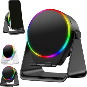 Supporto per Cellulare Rotante con Altoparlante Bluetooth, Base Antiscivolo e Luci Colorate