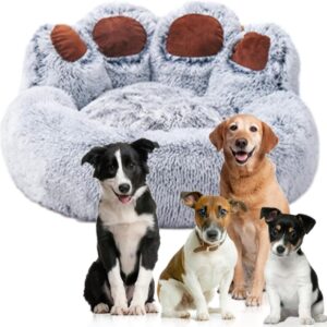 Senny - La Cuccia per Cani a Forma di Zampa 50 Cm , Calda e Accogliente Grigio
