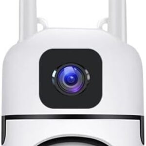 Telecamera di Sorveglianza Intelligente HD per Interni con Doppio Obiettivo, Doppio Schermo, Rotazione 360°, Audio Bidirezionale e Avviso di Movimento