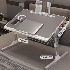 Scrivania Pieghevole per Laptop 60x40 cm, Altezza e Angolo Regolabile