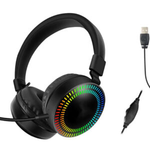 Cuffie con microfono luci led rgb gaming controllo volume pc console sj-d319