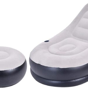 Poltrona Gonfiabile Floccata Deluxe Lounger Avenli 125x100x85cm con Portabicchieri e Poggiapiedi da 56x27cm