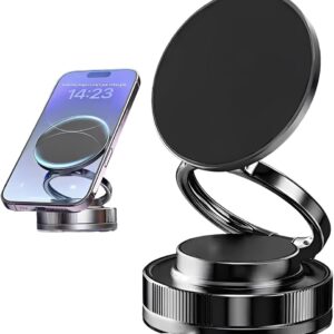 Supporto Magnetico Smartphone 360° – Rotazione Totale, Adesione Sottovuoto + Magnete, Pieghevole 270°, Universale per Auto, Casa e Scrivania