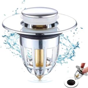 Tappo Lavandino Bagno e Cucina Pop-Up con Filtro Anti-Intasamento in ABS e Ottone – 33,5 mm
