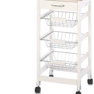 Carrellino da cucina con ruote e 3 cestelli in acciaio Inox