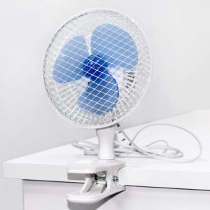Ventilatore da tavolo con clip di fissaggio bianco