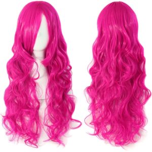 Parrucca da Donna Lunga fuchsia ondulata 65 cm