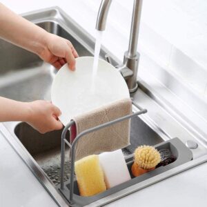 Portaoggetti per lavello telescopico  multifunzionale ed  espandibile - Organizzatore da cucina in plastica