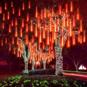 LinQ Luci Natalizie effetto pioggia di meteore 360 LED 10 tubi da 30 cm rosso
