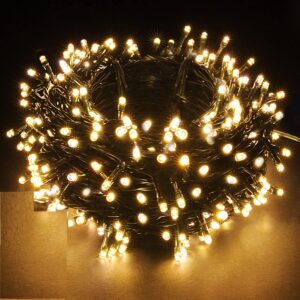 Catena Natale 500 led luci bianco caldo cavo nero 36 m
