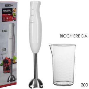Dictrolux Frullatore Ad Immersione 200w Lama Acciaio Inox Tritatutto Minipimer e bicchiere da 500 ml