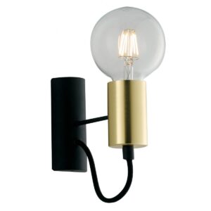 Lampada da parete Axon in metallo oro e nero
