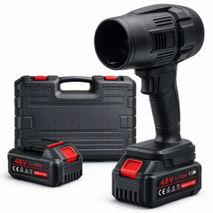 Soffiatore Turbo a Doppia Batteria 48V con Valigetta – Asciugatore per Auto e Moto, Ventola Potente per Foglie, Tapparelle e Pulizia Esterni