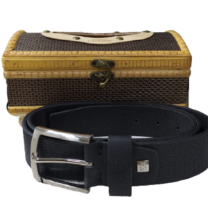 Egon Furstenberg Cintura Blu 040/41 uomo in similpelle laserata in cofanetto di Legno