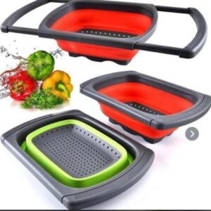 Colino Pieghevole in Silicone, Set Scolapasta Pieghevole Salvaspazio con Manico