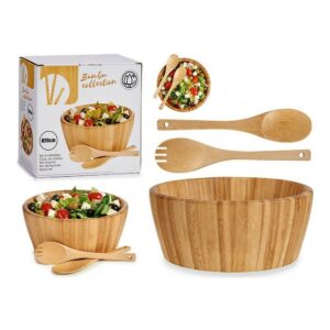 Set Insalatiera Bamboo Natural 20 x 9 x 20 cm 3 pezzi