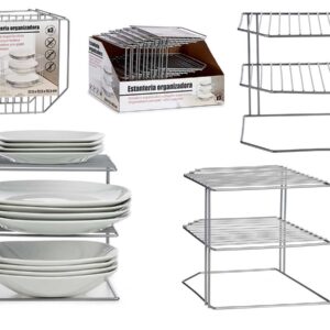 Organizer portapiatti da cucina ad angolo per armadio o penisola design elegante in acciai