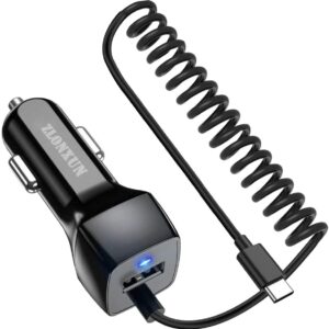 ZLONXUN Caricabatteria Caricatore Auto con Cavo di Tipo C Compatibile con Android e IOS