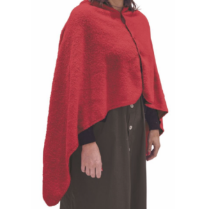 Poncho in Coral Fleece 4 bottoni morbido e avvolgente 85 x 140 cm Rosso