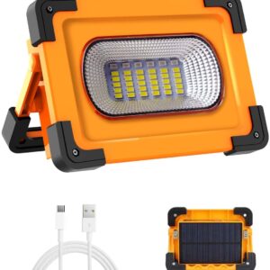 Faro Luce LED Portatile 60W Proiettore Ricaricabile con Cavo USB LED Esterni 9000mAh con Batteria Ricaricabile Integrata Lavoro Luce da Campeggio Lamp Porta USB e modalità SOS