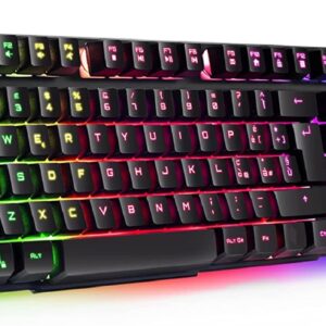 Tastiera Gaming QWERTY Italiana 105 Tasti Semi meccanica Retroilluminazione LED RGB 12 Scorciatoie multimediali USB con Filo
