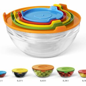 Set 5 pz contenitori in vetro con coperchio ermetico 