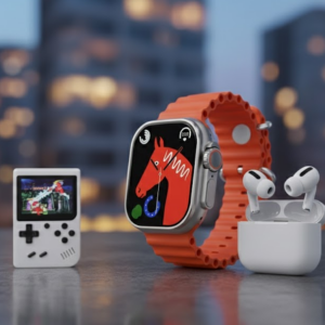 Bundle 3 in 1: Smartwatch M5 Ultra + Auricolari Wireless TWS + Mini Console di Gioco Portatile