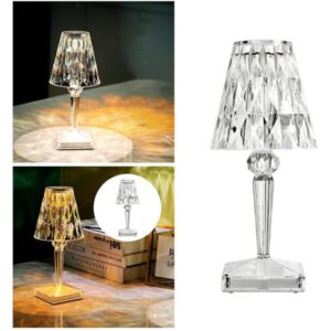 Lampada da tavolo con diamanti in acrilico 3 colori di illuminazione con luce notturna da comodino in cristallo USB regolabile in luminosità