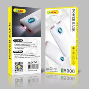 Power Bank Portatile 5000mah Con Torcia A Led 2 Porte Usb Ricarica Veloce Q-T69