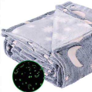 Coperta Magica per bambini plaid in pile con stelle che si illuminano al buio morbida idea regalo grigia
