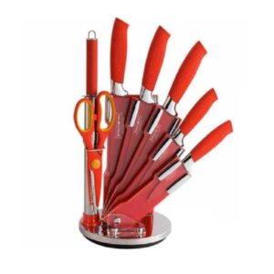 Set coltelli con ceppo 6 pezzi Gusto casa acciaio rivestito rosso