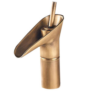 DR T2021 Rubinetto miscelatore in ottone  vintage da bagno  con canna bassa e becco a cascata