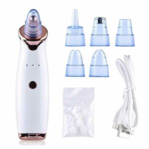 Peeling Aspiratore Punti Neri 4 Testine Luce Blu Brufoli Viso Pulizia Facciale