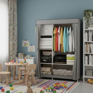 Armadio Guardaroba Portatile in Tessuto con Struttura in Acciaio 105x45x170 cm – Grigio