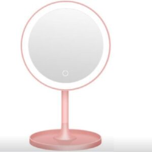 Specchio per il trucco da tavolo a led con lampada di ricarica USB Specchio per il trucco led specchio rotondo di riempimento rosa