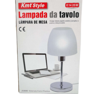 Lampada da tavolo 25w con attacco E14  corpo in metallo e plastica rigida -JC8060
