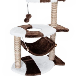 Albero Tiragraffi per Gatti Parco Giochi Cuccia Graffiatoio gatto 81x38cm Marrone e bianco