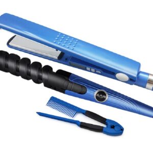 Piastra per capelli Nano titanio riscaldamento termostato ferri arricciacapelli utensili piastre Set di bigodini per capelli 2 in 1
