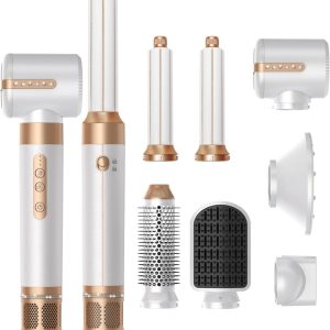 Piastra Keratin 3D Pro 7 in 1 Professionale, Spazzola ad Aria Calda, Arricciacapelli, Volumizzatore e Accessori