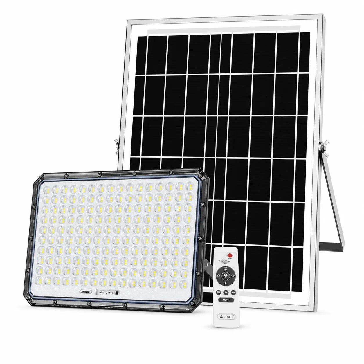Lampada Solare LED 5000W con Pannello Fotovoltaico e Telecomando – Faro Esterno IP66 Automatico Crepuscolare per Giardino Villa Garage Cortile
