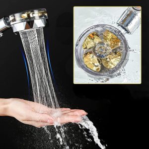 Soffione doccia risparmio Idrico soffione doccia alta pressione turbina girevole 360° anticalcare doccia con filtro e Interruttore di Pausa